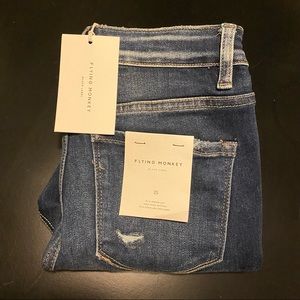 Flying Monkey Catch the Breeze High Rise Crop Skinny Jeans Dark Blue Sox 25 BNWT